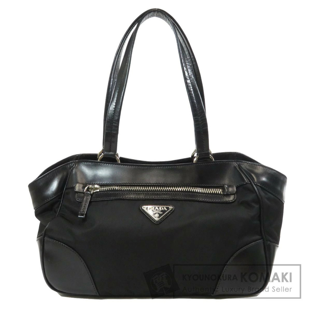 Prada Tessuto tote bag black leather accents